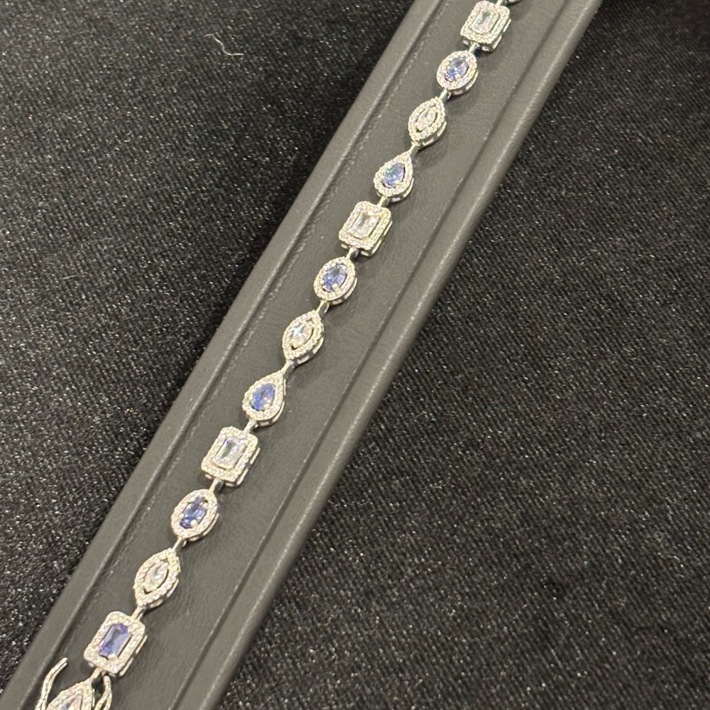 Elegant Silver and Blue Gemstone Bracelet